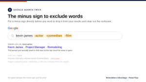 Google search using the minus sign to exclude words