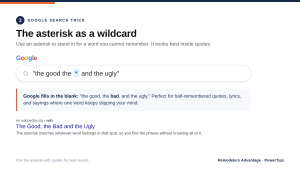 Google search using the asterisk wildcard operator